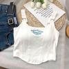 Camisola Corta Estampada con Bordado de Letras 'Pure Desire' Espalda Hermosa con Almohadilla en el Pecho Ropa Interior para Pecho Top Básico para Mujer