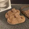 Novas Pantufas de Pelúcia Tendência Outono/Inverno 2026 para Mulheres, Forradas com Fleece, Espessadas, Sapatos Quentes de Algodão, Sapatos Femininos de Pérola Estilo Chanel