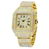 Missfox Reloj de hombre de moda de cuarzo, estilo europeo y americano, dorado, romano, hip hop, cuadrado con diamantes de estrella