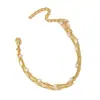 Pulseira Dupla de Pérolas Europeia e Americana Nova para Mulheres, Pulseira de Clipe de Papel Simples e Versátil em Aço Inoxidável, Joia de Mão da Moda