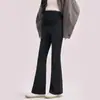 Pantalones de maternidad acampanados tipo tiburón para otoño e invierno, de cintura alta, que soportan el vientre, leggings elásticos, pantalones acampanados de maternidad que estilizan y favorecen