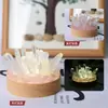 Luz de Noche de Cristal Amarillo Natural, Lámpara de Atmósfera de Racimo de Cristal, Adorno de Regalo Creativo de Resina, Luz de Noche para Mesita de Noche de Dormitorio Protección Ocular