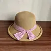 Sombrero de Paja con Lazo de Rayas Retro para Mujer Sombrero de Primavera y Verano Ala Grande Rizada Sombrero de Sol Protección Solar Plegable Sombrero de Paja Casual