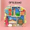 Pegatinas Magnéticas Blandas de Madera para Refrigerador Jiangxi Nanchang Serie Creativa 3D de Check-In de Atracciones Turísticas Pegatinas Decorativas de Recuerdo