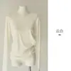 Colección de principios de otoño: Camiseta suave y cómoda para mujer hecha de Tencel y seda, con diseño sin dedos, mangas largas, cuello redondo y efecto adelgazante, perfecta como capa base