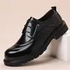 Zapatos de Cuero de Negocios para Hombre de Otoño Moda Cómodos Zapatos Derby de Punta Ancha Cuero Genuino Zapatos de Boda de Gama Alta para Novio Dropshipping