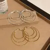 Pendientes Redondos Geométricos de Metal de Tres Capas, Moda para el Trabajo, Pendientes de Aro Lisos Sencillos, Pendientes Elegantes y de Alta Gama Personalizados