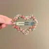 Atmósfera primavera y verano 2025 pinza para el pelo de amor rosa dulce flequillo lateral pinza lateral súper hada bordado horquilla de flor accesorios para el cabello