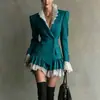 Vestido Blazer de Comercio Exterior Transfronterizo Europeo y Americano para Primavera y Otoño, Elegante para el Trabajo, con Nuevo Diseño y Mangas Largas de Bloques de Color