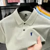 Nueva camiseta de algodón para hombre de verano, casual de negocios, color liso, versátil, elegante, polo con cuello, holgada y transpirable