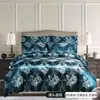 Comércio exterior transfronteiriço estilo europeu luxo leve jacquard acetinado capa de edredom de plumas conjunto de três peças conjunto de cama para casa