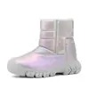 Novas botas de neve infantis transfronteiriças, sapatos de algodão infantis, sapatos quentes e resistentes ao frio forrados com fleece para meninos, sapatos de algodão grossos antiderrapantes para meninas, estilosos, pretos