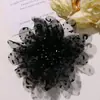 Estilo Retro de Hong Kong Malla con Estampado de Leopardo de Perlas Lunares Flores Clip de Garra DIY Clip Lateral Goma para el Cabello Tocado Broche Flores para Ropa