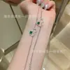 Suministro directo al por mayor de fábrica de material peligroso natural pulsera de jade de calabaza verde Yang incrustaciones de plata s925 diseño pequeño y fresco