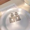 Pendientes de circonita y perla cuadrada, elegantes, de lujo, ligeros y únicos, con diamantes distintivos, a juego, 2024