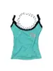 Y2K sexy chica caliente falso dos piezas cuello halter camisola ins lunares patchwork encaje con lámina plateada labios estilo corto