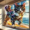 Gato de Vitral Vibrante Plano 2D Transfronteiriço Pingente de Arte Pegador de Sol Acrílico