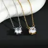 Collar de Cadena para Clavícula para Mujer, Moda Japonesa y Coreana en Vivo, Diamante Individual de Cuatro Garras, Acero de Titanio con Diamante Brillante de Lujo Ligero, Color 18k Sin Desgaste