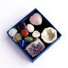 Caja de Set de Cristales Naturales Coloridos Transfronteriza Bloque de Amatista Geoda de Ágata Piedra Rodante de 7 Chakras Piedra de Meditación Fabricante Venta al por Mayor