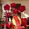 Conjunto de decoração para quarto de casamento, flores artificiais para sala de estar de casa nova, atmosfera de casamento com placa "felicidade dupla", fundo de roupão