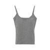 Camisole de Lã Escovada Grossa Quente para Outono e Inverno 2025, Gola V Simples com Alças Ajustáveis no Ombro e Bojo