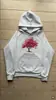 Sudadera con capucha estilo Ins de arce rojo con estampado inglés, manga raglán blanca básica, sudadera casual holgada y estilizada