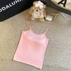 Camisola de verano para mujer, con almohadilla para el pecho, sexy, interior ajustado, sin mangas, corta