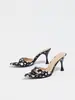 Nuevas sandalias de tacón alto de verano con tiras finas, moda europea y americana, zapatos de tacón alto sexys de lunares, talla grande