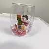 Nueva Taza de Doble Capa Estilo Navidad con Lentejuelas y Dibujos Animados de Amazon para Sala de Estar, Restaurante, Bar, Taza de Vidrio de Borosilicato de Moda