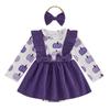 Transfronterizo Otoño 25th Nuevo Producto Niños Halloween Bebé Calabaza Manga Larga Bata Falda + Pañuelo para la Cabeza Conjunto de Dos Piezas