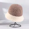 Sombrero de Pescador de Punto de Bloques de Color Sencillo Estilo Japonés para Mujer, Sombrero Cálido de Otoño e Invierno, Plegable, Sombrero de Cubo Elegante