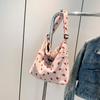 Bolsa de verão nova moda feminina veludo cotelê estilo doce morango estampado grande capacidade cordão plissado bolsa de ombro casual