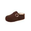 Zapatos Birkenstock Retro Feos Lindos Peludos para Mujer 2026 Otoño Nueva Llegada Hebilla de Cuero Suela Suave Persona Perezosa Punta Cerrada Sandalias Slip-on
