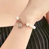 Pulsera de Perlas de Agua Dulce Alienígena para Mujer Estilo Ins Simple Elegante Colgante de Flor de Hielo Pulsera de Cristal de Fresa Pulsera para Novia Hermanas