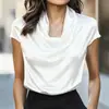 Moda Femenina Transfronteriza Europea y Americana Nueva para Primavera/Verano 2026 Top de Satén con Caída de Manga Corta Camisa Versátil para Mujer