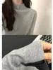 Suéter Básico de Manga Larga Klein Blue de Moda para Mujer con Cuello Alto Medio para Otoño e Invierno, Top de Punto de Alta Gama para Vestir en Capas