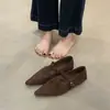 Zapatos Planos Elegantes de Punta Fina para Mujer 2025 Primavera y Otoño Nuevos Retro Tacón Grueso Zapatos para el Trabajo Zapatos Mary Jane Franceses
