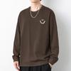 Camiseta de algodón pesado estilo americano de 260 g para hombre, de manga larga, otoño e invierno, interior estampado, camiseta básica oversize de algodón
