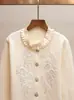 Ropa de Mujer de Gama Alta de Shenzhen Estilo Nuevo de Primavera Elegante Suave Estilo Socialité Chaqueta Cardigan de Punto Bordada con Cuentas Pesadas