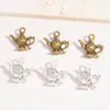 Accesorios de Joyería Hechos a Mano DIY de Aleación Colgante de Tetera Estéreo Retro de Dos Tonos 19*21mm Colgante de Venta Caliente Transfronteriza