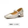 Zapatos Mary Jane Retro Franceses para Mujer 2026 Otoño Nuevos Punta Cuadrada Suela Suave Tacón Grueso Correa Única Zapatos de Moda Elegantes