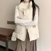 2025 Nova Jaqueta Feminina Slim Elegante Fashion Outono e Inverno Gola Alta Cintura Marcada Versátil Sem Mangas Algodão Tendência