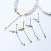 Cadena de Extensión de Perlas Ajustable de Oro Real 18K que Conserva el Color, Cadena de Cola con Colgante de Corazón, Accesorios DIY de Cadena Extendida