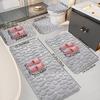 Alfombrilla de Piso de Coral Pequeño de Doble Cara de Felpa para Baño Súper Absorbente para Inodoro en Forma de U de Tres Piezas Antideslizante para Inodoro