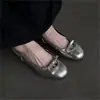 Sandalias Diadema de una Sola Tira con Lazo Retro Estilo Coreano para Mujer Punta Redonda Charol Cuña Sin Espalda Zapatos Únicos con Sandalias de Falda