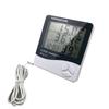 Medidor de temperatura y humedad HTC-2, medidor de temperatura y humedad digital de pantalla grande para interiores y exteriores, reloj despertador con fecha y hora, medidor de temperatura y humedad