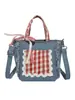 Bolso Cruzado de Tela Floral Multicolor con Lazo de Diseño de Nicho Coreano Bolso de Cubo Dulce y Elegante para Llevar en la Mano Moderno