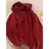 Suéter con Capucha Retro Color Borgoña Nuevo para Otoño e Invierno para Mujer, de Alta Gama y Súper Elegante, Perfecto como Jersey Interior