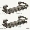 Estante de Almacenamiento Rectangular Gris Pistola Espacio Aluminio Cocina Baño Montaje en Pared Sin Taladro Estante de Baño