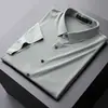 LiquidaciónCamisa Polo de Manga Corta de Seda de Hielo para Hombre, Nuevo Estilo de Verano, Camiseta Transpirable Sin Costuras al Tacto Frío, Top de Cuello Campana Casual de Negocios